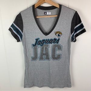 Jacksonville Jaguars Short Sleeve Shirt V Neck Gray Women’s Small